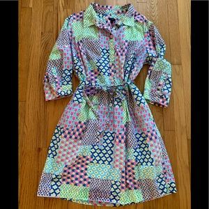 Talbots Island Patchwork Shirt Dress